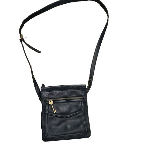 fossil black pebble leather crossbody Small Purse - Picture 1 of 11